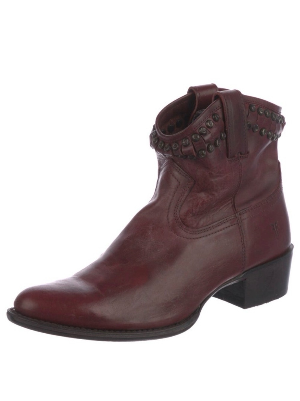 New Women’s Frye Diana Leather Studded Accents Western Boots Burgundy 9